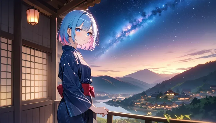 (1 girl), (Best Picture Quality, 8K, Masterpiece:1.3), (high school student:1.5), (pink lob hair:1.1), [skyblue hair:0.1], (bob cut), (swept bangs), (cute eyes, pupil black, iris skyblue, youthful face), (mole under right eye), (standard weight), (small br...