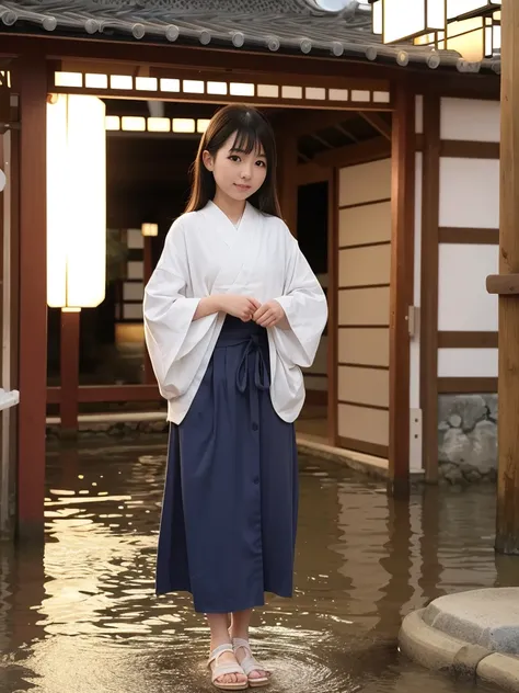 1 person　Cute Japanese Girl　Rivers in Kyoto　Front light