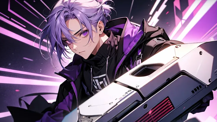 guy, cool, teenager, lavender hair, purple eyes