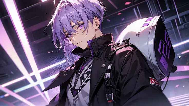 guy, cool, teenager, lavender hair, purple eyes