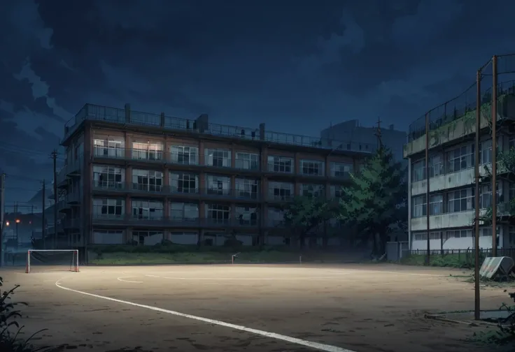 masterpiece, Highest quality,  Absurd,Horror、An illustration、New School、新しいbuilding、３Storey、
Superb, this, scenery, Outdoor, wood, fence, Night Sky, Pitch black、(((very dark)))、 building, Power lines