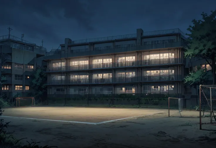 masterpiece, Highest quality,  Absurd,Horror、An illustration、New School、新しいbuilding、３Storey、
Superb, this, scenery, Outdoor, wood, fence, Night Sky, Pitch black、(((very dark)))、 building, Power lines