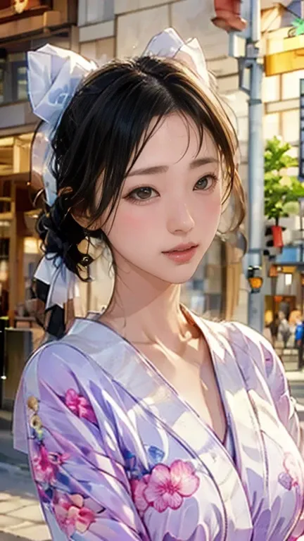 (8K, Highest quality, masterpiece:1.2),(Highest quality:1.0), (Ultra-high resolution:1.0), An illustration,Real Beauty, shoulder, Hair Ribbon, Agnes Cecil, Half Body Portrait, Super bright design, pastel colour, (ink:1.3),