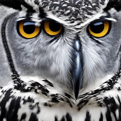 generate a black and withe portrait of a mystérious owl