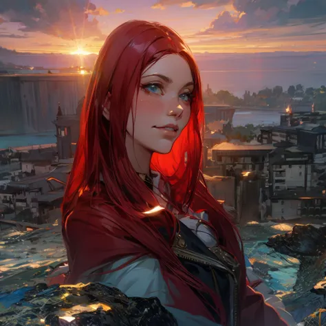 (masterpiece, best quality), cinematic composition, long shoot, fantasy anime style, charming girl, redhead, underwater world, highly detailed, nostalgic mood, dramatic lighting, cinematic atmosphere, depth of field