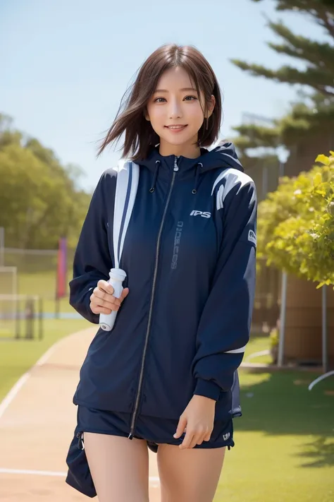 ((Tracking & Women&#39;s Track and Field))、(((1 person)))、((Sports swimwear:1.3))、((Stadium))、Super cute、smile、Beautiful breasts、Full Body Lesbian、playground、((Excellent style))、((Healthy Body))、((Short Hair Styles)) 、Japanese women、Photorealistic、Beautifu...