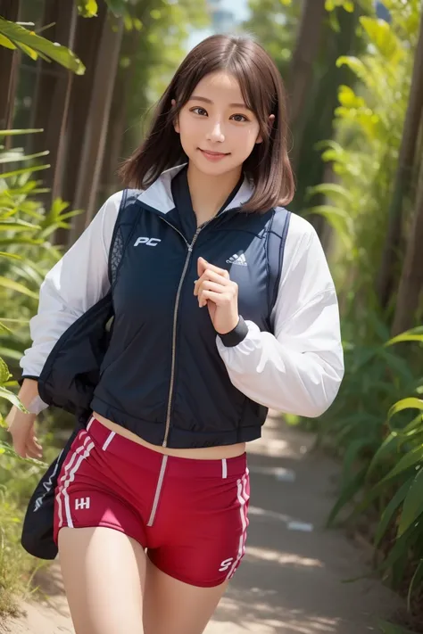 ((Tracking & Women&#39;s Track and Field))、(((1 person)))、((Sports swimwear:1.3))、((Stadium))、Super cute、smile、Beautiful breasts、Full Body Lesbian、playground、((Excellent style))、((Healthy Body))、((Short Hair Styles)) 、Japanese women、Photorealistic、Beautifu...