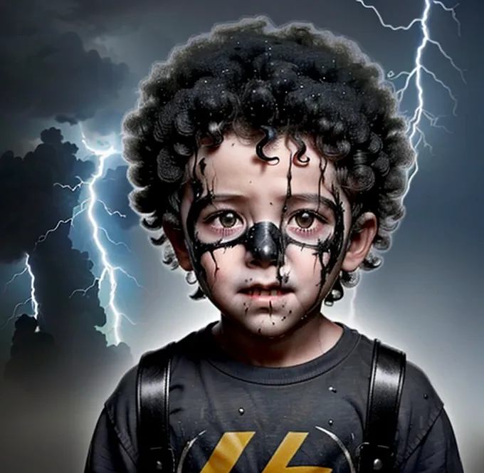 A little boy gets electrocuted and covered in soot after being struck by lightning on his way to school