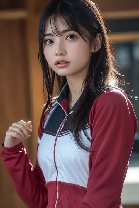 (8K, RAW Photos,Highest quality, High resolution:1.1), (Ultra-realistic:1.4),(Realistic, Realistic:1.3),The Beauty of Japan、Rhythmic gymnastics club、Rhythmic Gymnastics Uniform、((Upper Body:1.3))