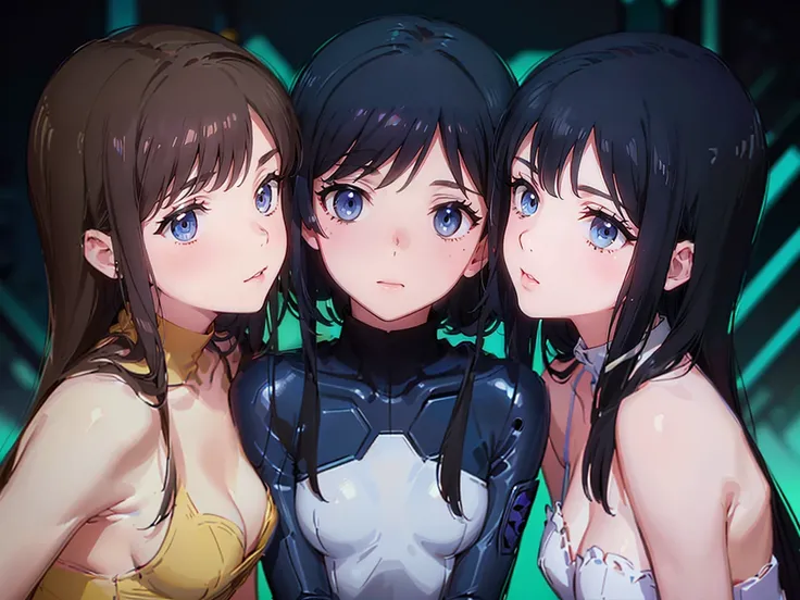 (((High resolution))), (((Very detailedな))), (((Three Girls:1.3))),((７Head to Body:1.3))、 (((Midday Blue Background)))、(((Cute face:1.3))), (((smile:1.5)))、(((Beautiful and detailed eyes:1.3))), (((Very detailed))), (((Details face:1.5))), break , ,sunny, ...