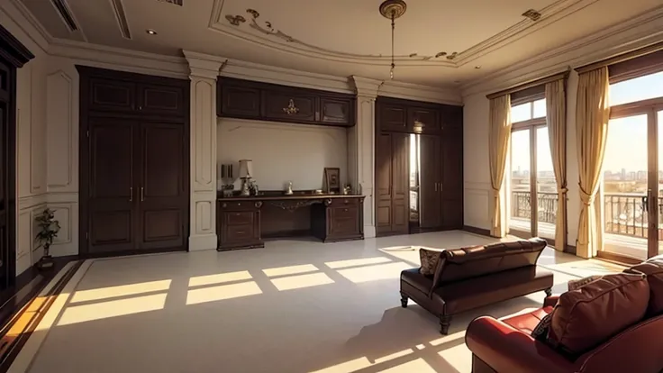 a room in a modern millionaire mansion, no humans, no persons, cartoon-style