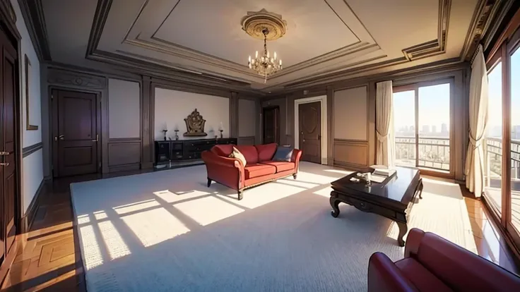 a room in a modern millionaire mansion, no humans, no persons, cartoon-style