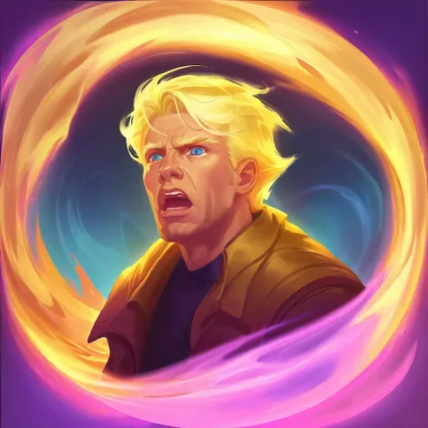 Blonde man with fear on his face in an icon
