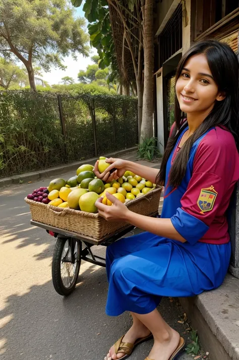 Messi selling fruits on road side