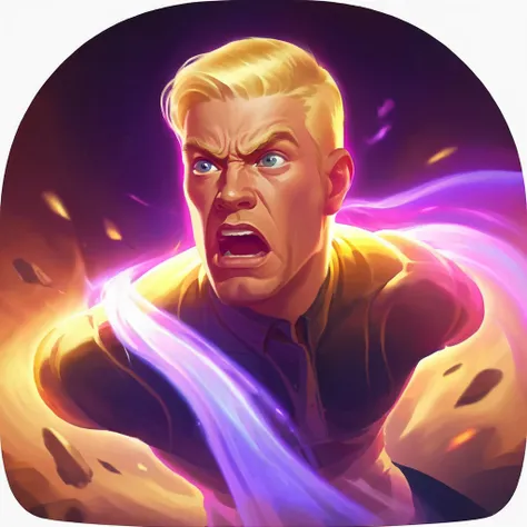 Blonde man with soooo much fear on his face in an icon, scared character
