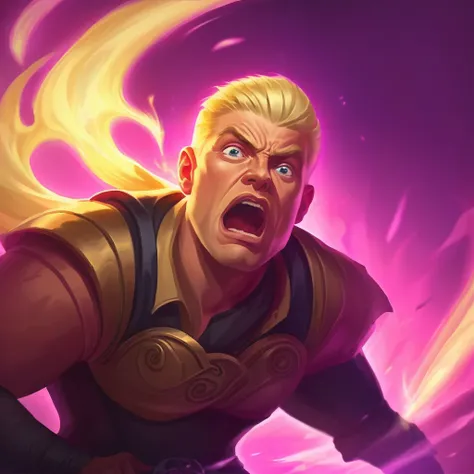 Blonde man with soooo much fear on his face in an icon, scared character
