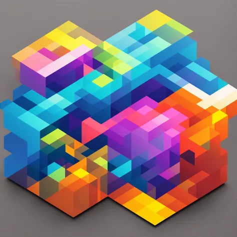 logo, cube, gradient