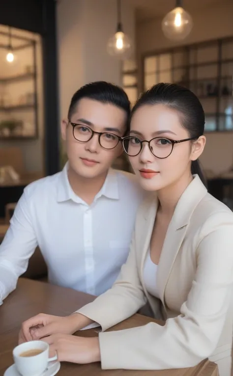 Advanced Stroboscopic and AI Quantum Reality Technology has produced a stunningly realistic (((professional photography))) of romantic couple, capturing a vividly detailed (((perfect woman with striking features)) memakai pakaian santai, pakaian sehari har...