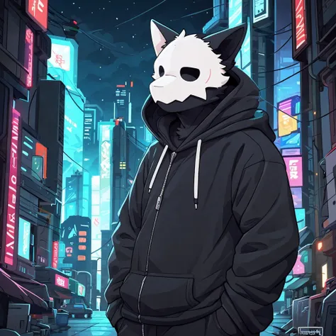 by donkeyramen, wfa, (coffeesoda:1.1), hioshiru, zackary911, puro, anthro, male, solo, clothing, fur, 2022, black clothing, hood...