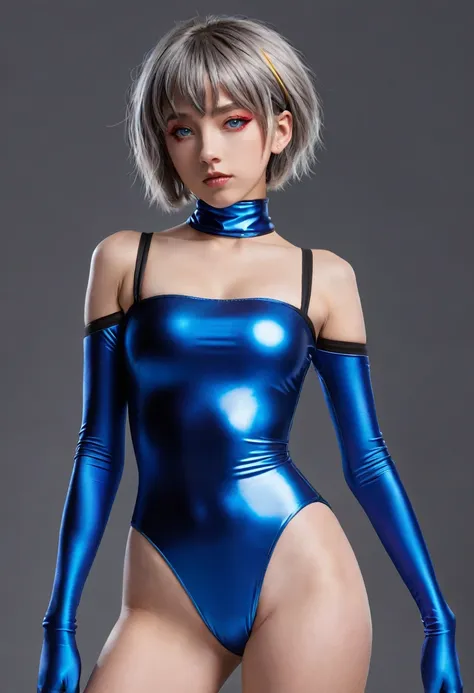 cyber punk edgerunners, one girl, lucy (cyber punk), bare shoulders, blue eyes, chest, leotard, view your viewers, medium chest,...