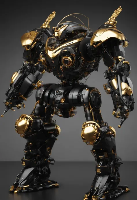 Mecha beetle holding absolute cannon with black and gold dark color