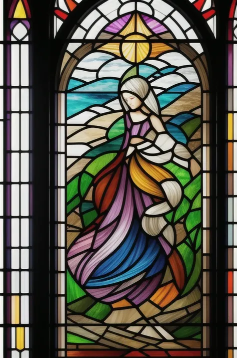 a picture of a stained glass window, intricate art, by Mario Dubsky, stained glass art, amethyst stained glass, detailed art in color, by Robert Richenburg, by Adrienn Henczné Deák
