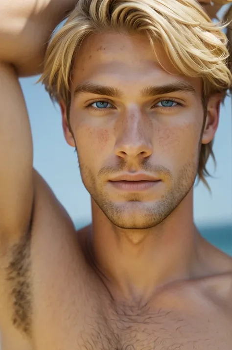 Beautiful blond man with freckles