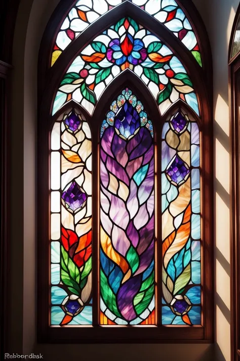 a picture of a stained glass window, intricate art, by mario dubsky, stained glass art, amethyst stained glass, detailed art in ...