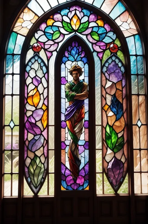 a picture of a stained glass window, intricate art, by mario dubsky, stained glass art, amethyst stained glass, detailed art in ...