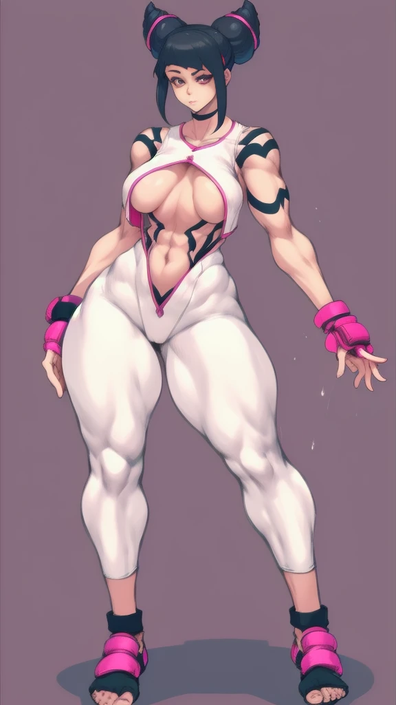 (full body), full body in image, full clothed, juri han costume, full juri han from street fighter 6, juri han clothes, fusion of juri han from street fighter 6 and juri han clothes, full woman, full body, long hair, female body, curvy body, thicc body, bi...