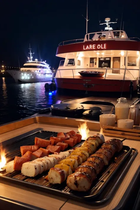 barbeque on a boat, fourth of july