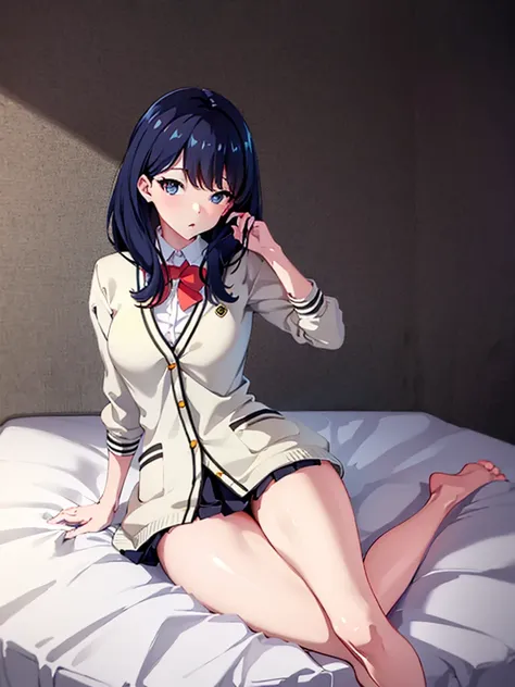 rikka, a-line skirt,sexy girl,bed room ,on the bed,beautiful slender legs,big breasts,porn