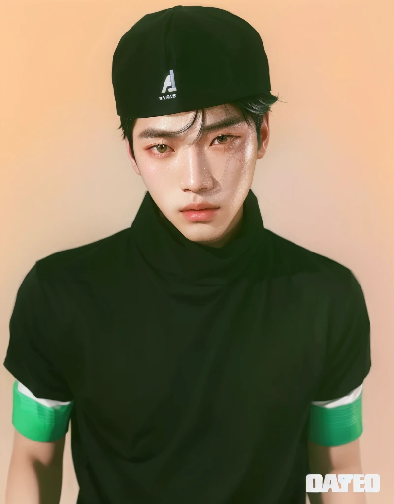 a closeup of a person wearing a hat and black shirt, inspired by Yanjun Cheng, kim taejin, Inspired by Russell Dongjun Lu, inspired by jeonseok lee, kpop idol portrait, hong june hyung, hsiao-ron, Kuvshinov Iliá, jinyoung shin, Yanjun Chengt