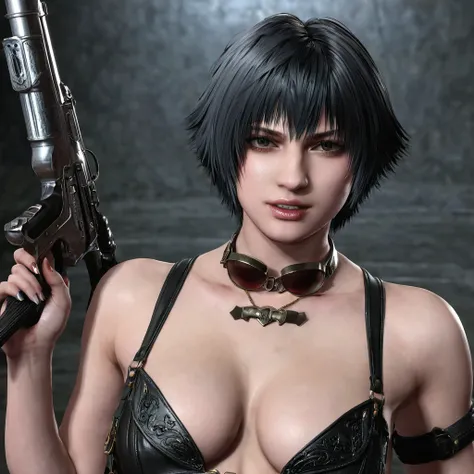 rating_explicit, lady (from devil may cry 5:1.1), naked, short black hair
