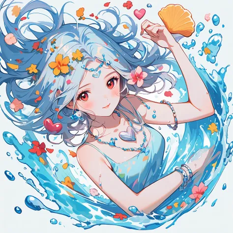 A women made of water, with a seashell as a heart