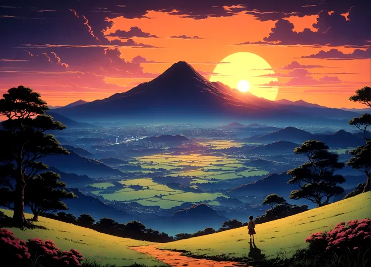 alone sunet retro anime 80s air tonight landscape