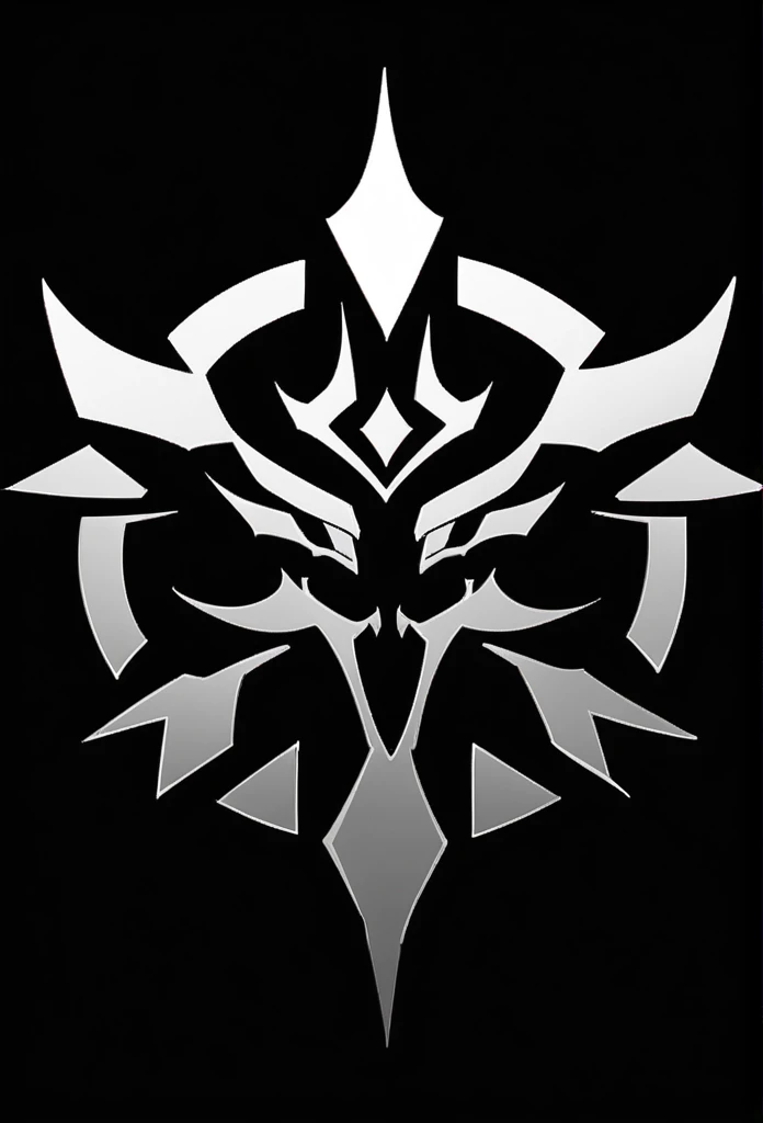 monochrome, greyscale, no humans, black background,emblem,dragon