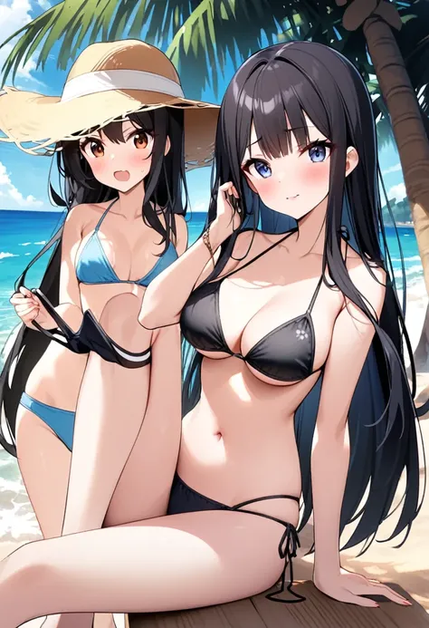 Black Hair、long hair、bikini、