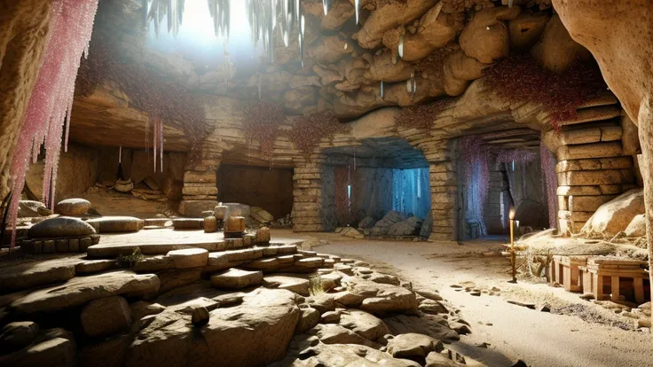 In a remote corner of an ancient and mysterious world, lies a vast system of caves and tunnels. Here, mythological dwarves have made their home for centuries. The walls of these caves are covered in crystals that seem to have been carved by the gods. The c...