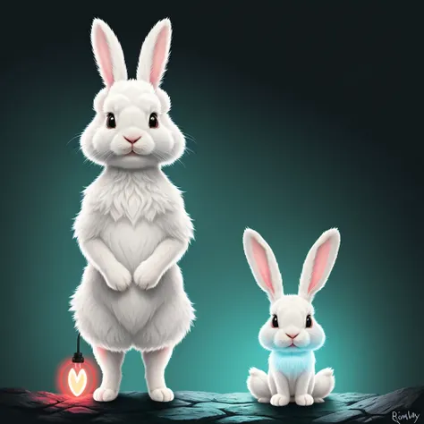 a cartoon rabbit with glowing eyes and glowing eyes, cute anthropomorphic bunny, adorable digital painting, adorable glowing creature, cute digital art, rabbit_bunny, rabbt_character, electrixbunny, super cute and friendly