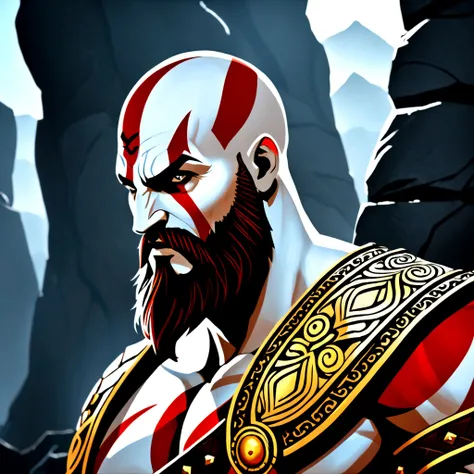 kratos from god of war 2, intricate digital art 4k, inspired by greg rutskowski