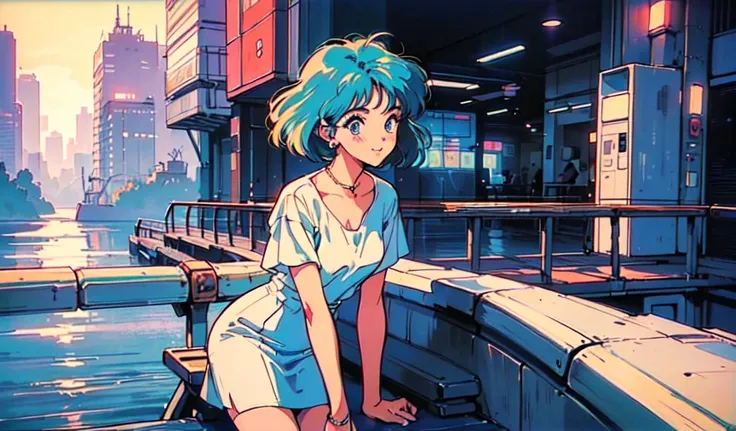 (80s, retro, city pop: 1.5), (album jacket), (famous song, highest quality), (anime, illustration), (pastel color: 1.4),
Best photo pose, dynamic angle, gray bob hair, cool impression, shiny hair, white dress, miniskirt, girl, solo, smile, perfect eyes, de...