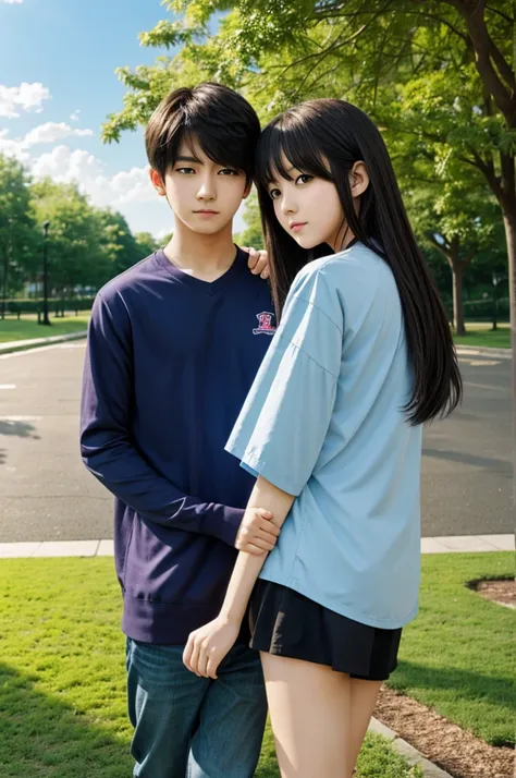 Park 18 year girl 17 year boy AI anime 