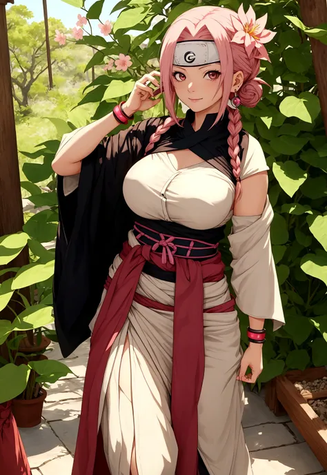 Attire: Sakura Haruno (naruto)would likely wear traditional Uruguayan clothing, such as a bombacha (loose-fitting gaucho pants) and a faja (a wide sash worn around the waist). She might also wear a beret or a wide-brimmed hat.

Accessories: Sakura Haruno (...