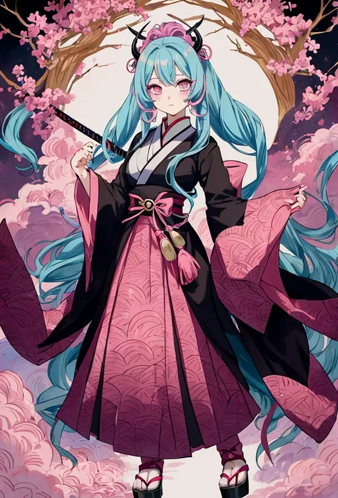 anime drawing inspired by Itō Ogura Yonesuke, trending on pixiv, shin hanga, in demon slayer art, kimetsu no yaiba, iconic demon slaying uniform, intricate patterns, sword on waist, simple back ground, full view,full body, whole body, all her body is seeab...