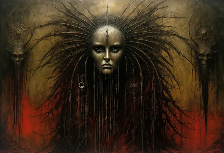 (Masterpiece, best quality), (lo Gothic), Dream Catcher, Vampir, (HG giger, Art by Hermann Nitsch, Beksinski, Dariusz Zawadzki, giger, zdzislaw beksinski)
