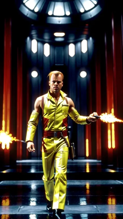 (best high quality 16k) a paisaje representative image of the movie the fifth element (no debe haber una persona), colored black, red, yellow and white, 