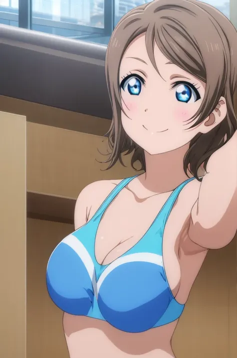 (((pixel-perfect, detail-perfect))), solo, 1girl, you watanabe, eyes azzur, smile, bikini, sauna, armpit, big filesize, ultra High Qality