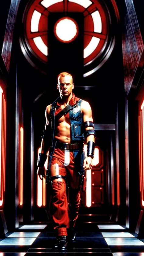 (best high quality 16k) a paisaje representative image of the movie the fifth element, colored black, red and white, (sin personas ni personajes de la pelicula solo un paisaje)