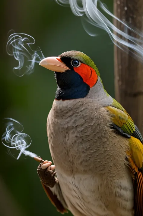 Crazy bird smoking a cigar 